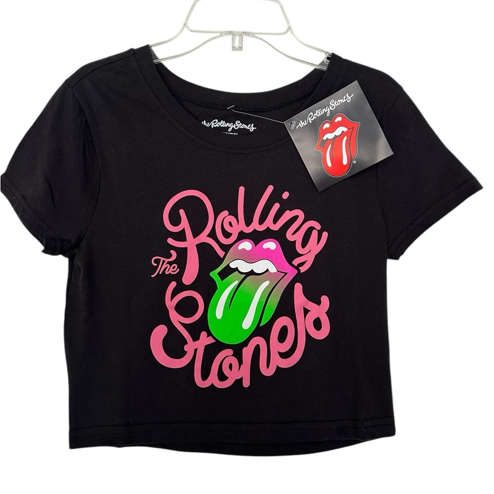The Rolling Stones Official Women’s Large Crop Band Tee Shirt Rock Hippie Boho